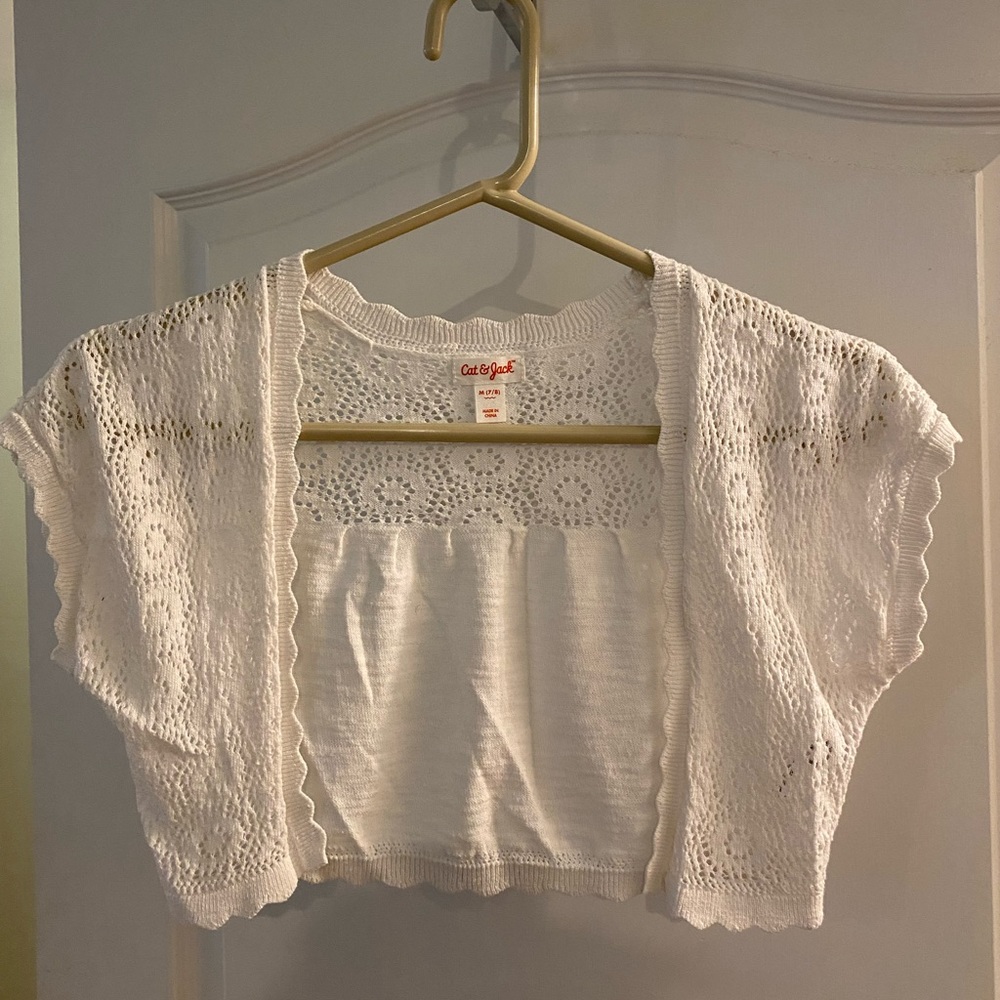 Girls white cardigan, sz 7/8, perfect for Easter dress